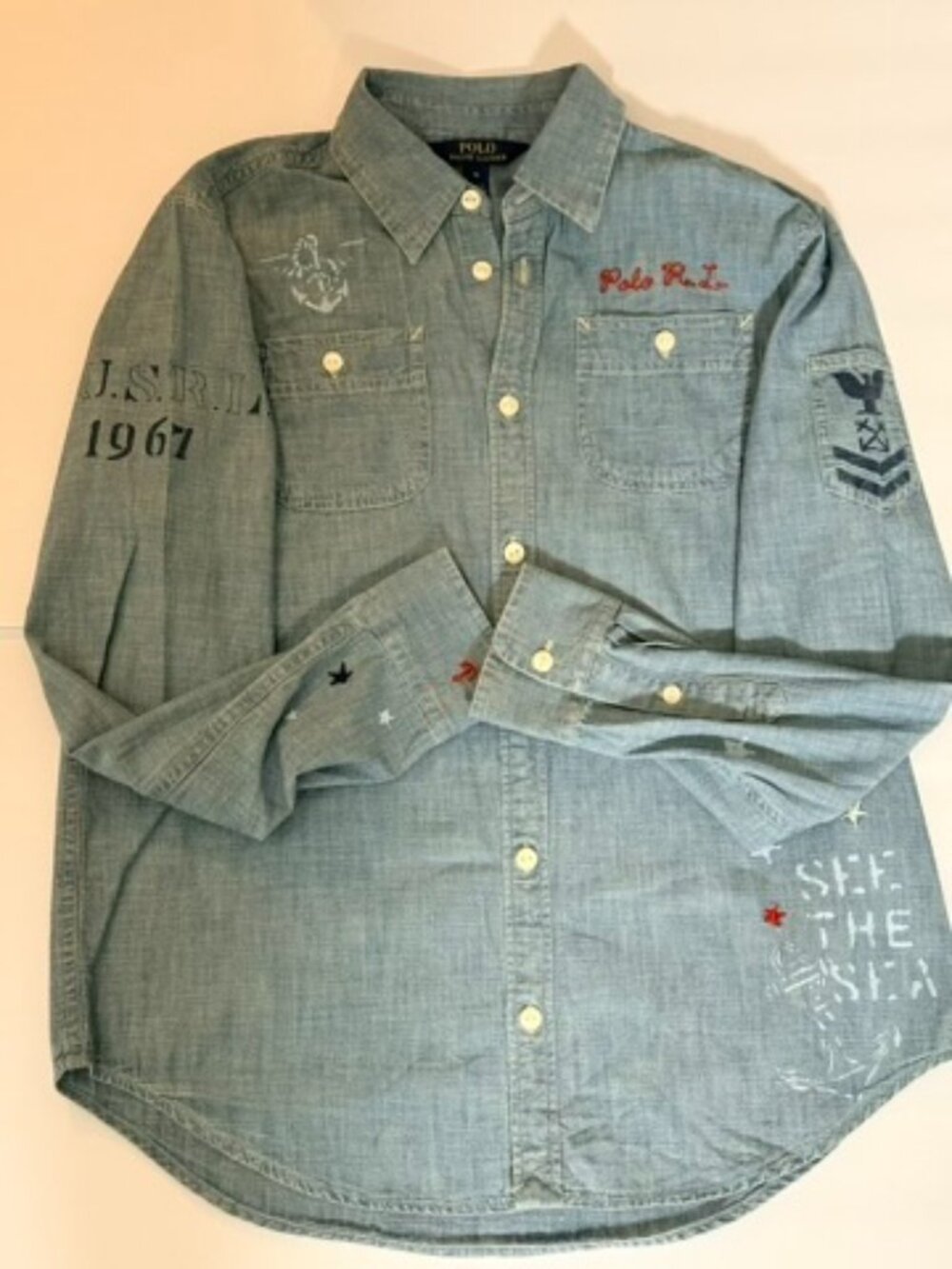 Polo Ralph Lauren Girls 16 Embroidered Chambray Denim Shirt Tunic